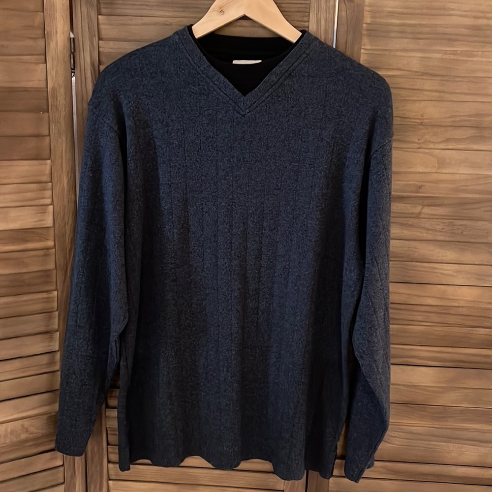 Haggar Mens Mock V-Neck Ribbed Sweater